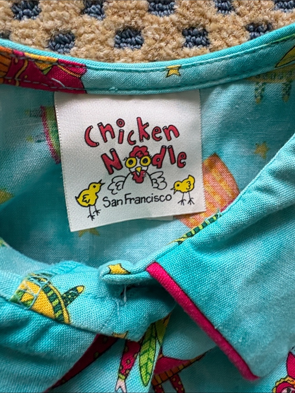 Chicken Noodle Aqua Fairy Print Dress with Peter Pan Collar - Picture 4 of 5
